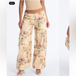 Floral Print ballon hem Cargos